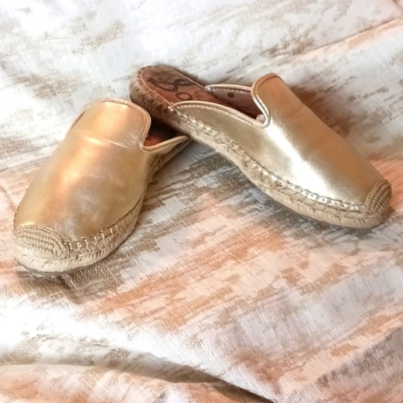 Sam Edelman Kerry Meatllic Gold Espadrille Mules size 8.5 - Picture 2 of 10